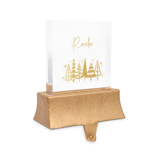 Personalized Acrylic Christmas Stocking Holder with Weighted Base - Winter Pines