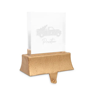 Personalized Acrylic Christmas Stocking Holder with Weighted LED Base - Christmas Truck