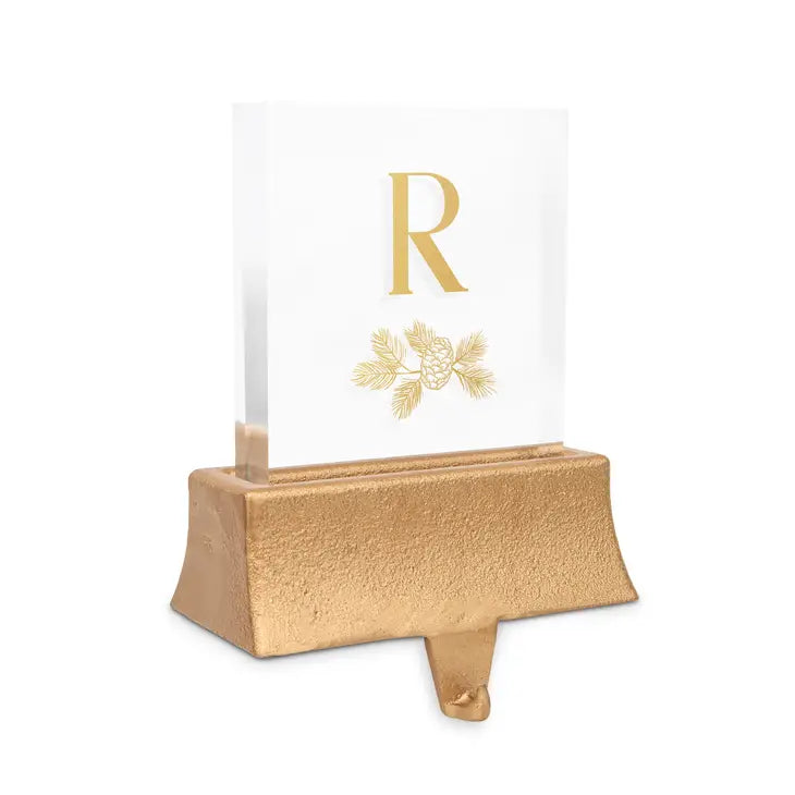 Personalized Acrylic Christmas Stocking Holder with Weighted Base - Blush Initial