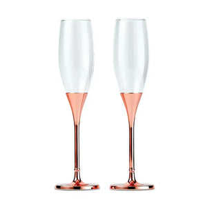 Rose Gold Champagne Glasses With Rhinestone Crystals