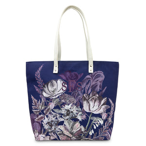 Personalized Extra-Large Cotton Fabric Canvas Tote Bag - Botanicals