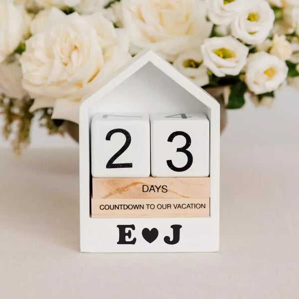 Personalized Wooden Block Countdown Calendar - Monogram