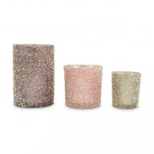 Sugar Frosted Tealight Candle Holders - Pastel Blush - Set of 6