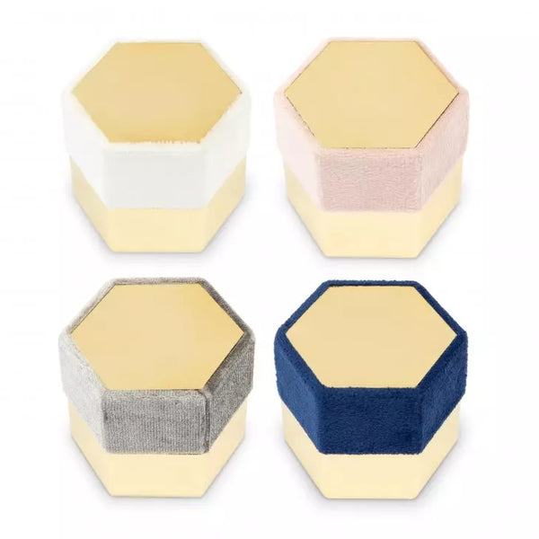 Velvet Hexagon Wedding Ring Box - Blank