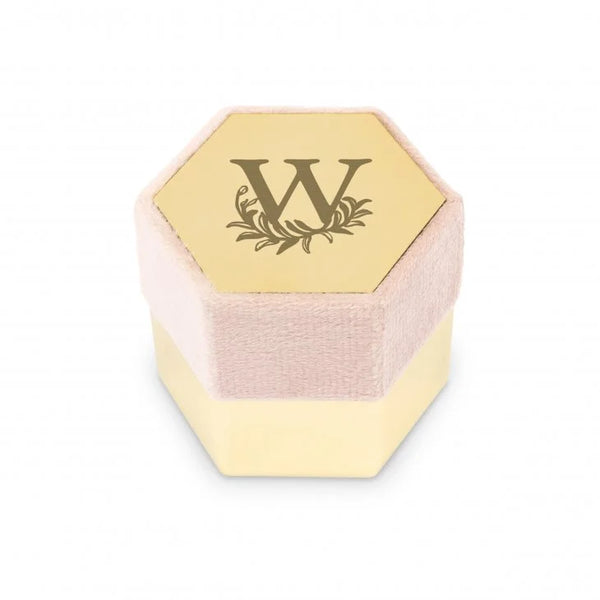 Personalized Velvet Hexagon Wedding Ring Box - Modern Fairy Tale