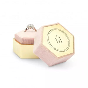 Personalized Velvet Hexagon Wedding Ring Box - Little Heart