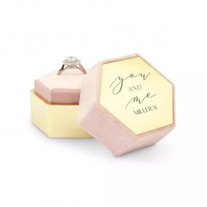 Personalized Velvet Hexagon Wedding Ring Box - You and Me