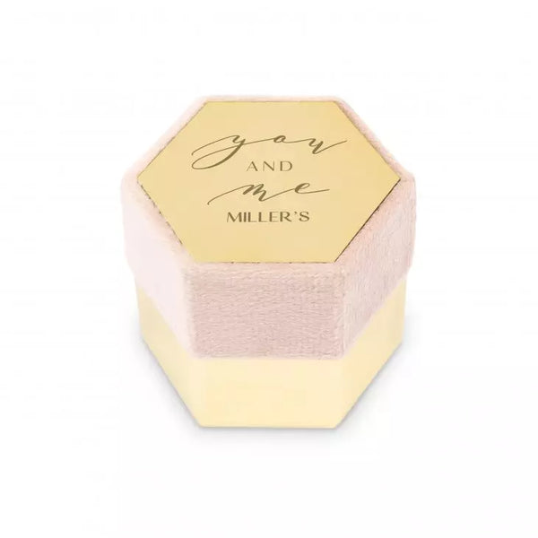 Personalized Velvet Hexagon Wedding Ring Box - You and Me