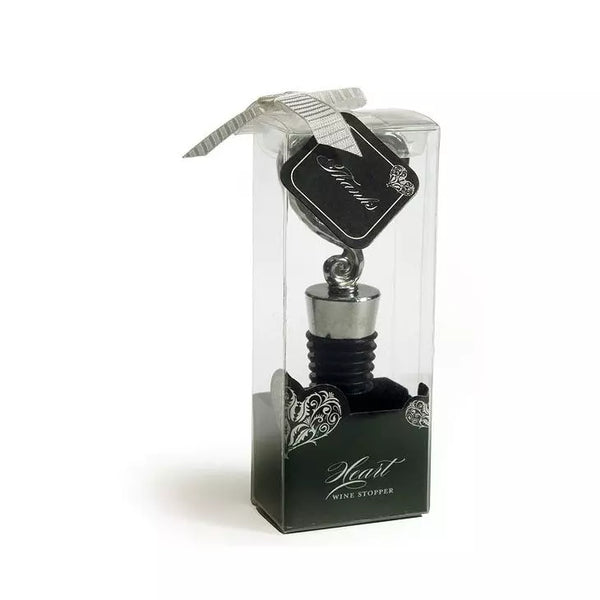 Wine Stopper Favor Silver Heart Shaped