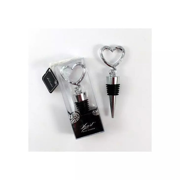 Wine Stopper Favor Silver Heart Shaped