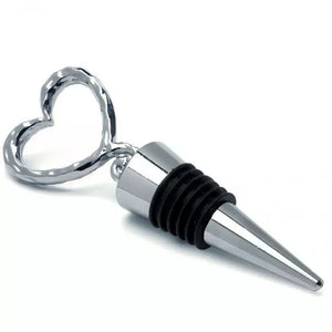 Wine Stopper Favor Silver Heart Shaped