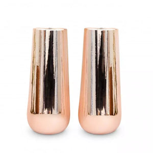 Tall Thin Metallic Chrome Flower Vases - Copper - Set of 2