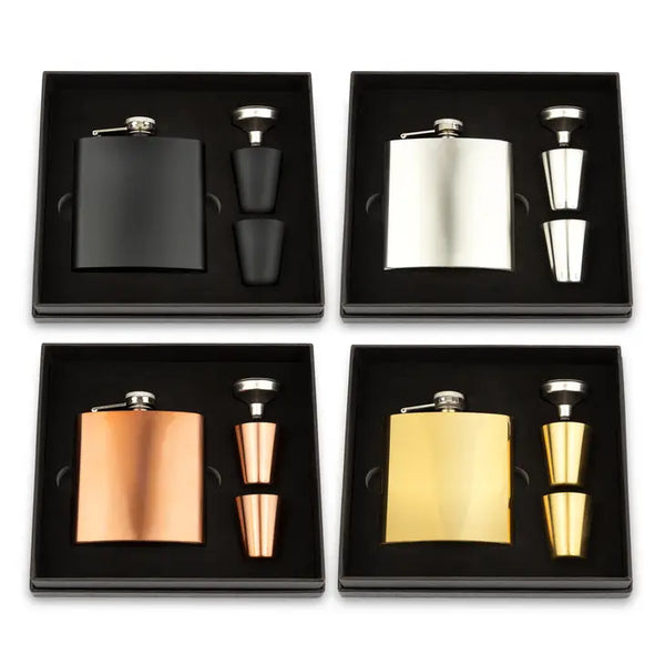 6 oz. Stainless Steel Hip Flask Gift Box Set