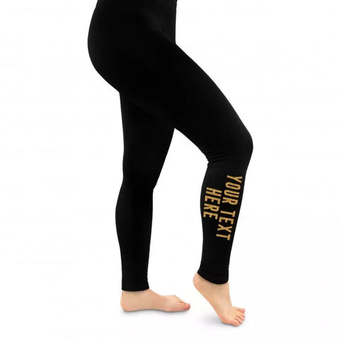 Women’s Custom Printed Black Leggings - Custom Text