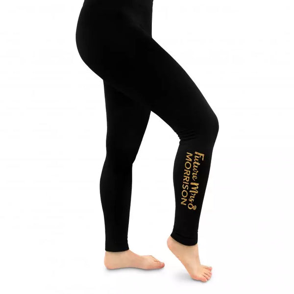 Women’s Custom Printed Black Leggings - Future Mrs