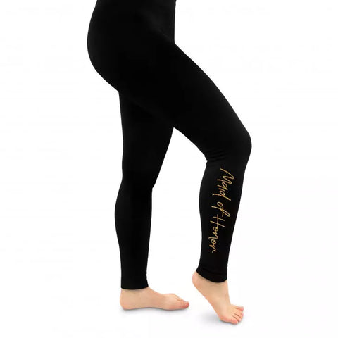 Women’s Custom Printed Black Leggings - Maid of Honor