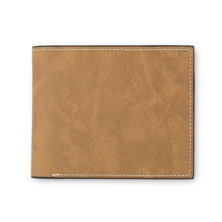 Men's Faux Leather Bifold Wallet - Brown