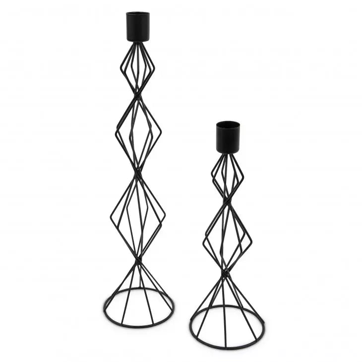 Tall Geo Votive Candle Holders - Black - Set of 2