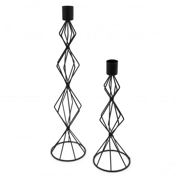 Tall Geo Votive Candle Holders - Black - Set of 2