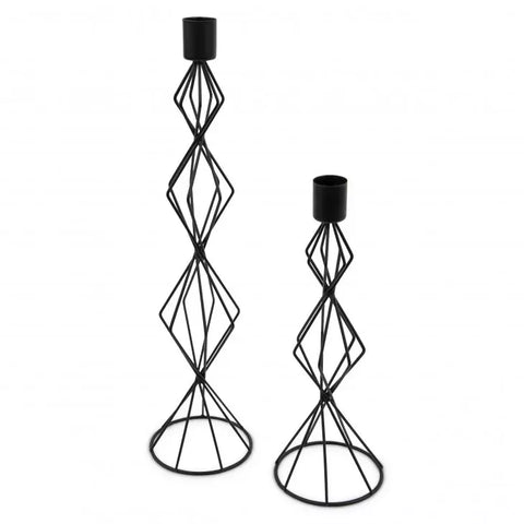 Tall Geo Votive Candle Holders - Black - Set of 2