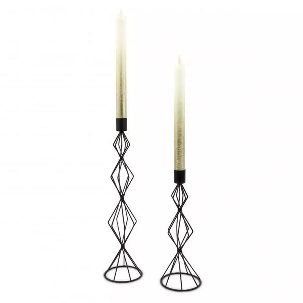 Tall Geo Votive Candle Holders - Black - Set of 2