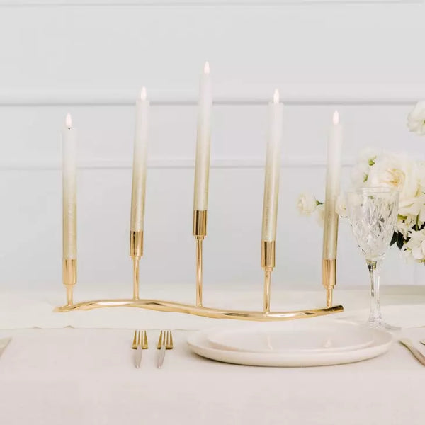 5 Arm Taper Candle Holder Table Centerpiece - Gold