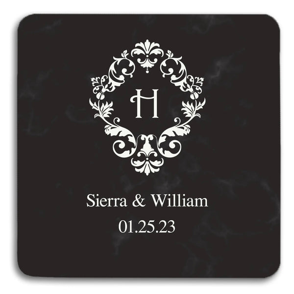 Personalized Marble Paper Coasters - Square - Monograms