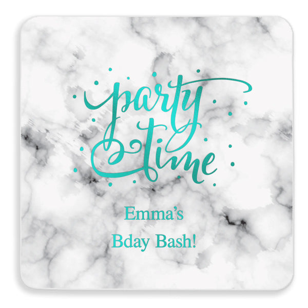 Personalized Marble Paper Coasters - Square - Birthday