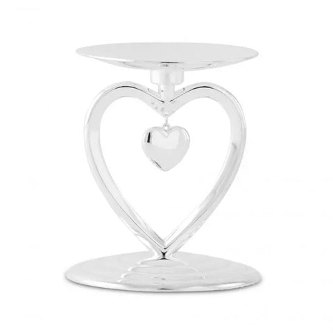 Suspended Heart Unity Candle Holder - Silver