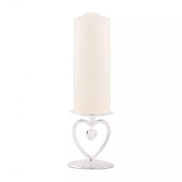 Suspended Heart Unity Candle Holder - Silver