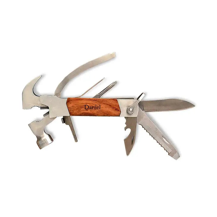 Personalized Rose Wood Handle Hammer Multi-Function Tool - Monogram Engraved