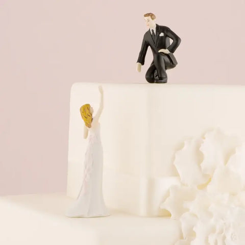 Reaching Bride And Helpful Groom Mix & Match Cake Toppers