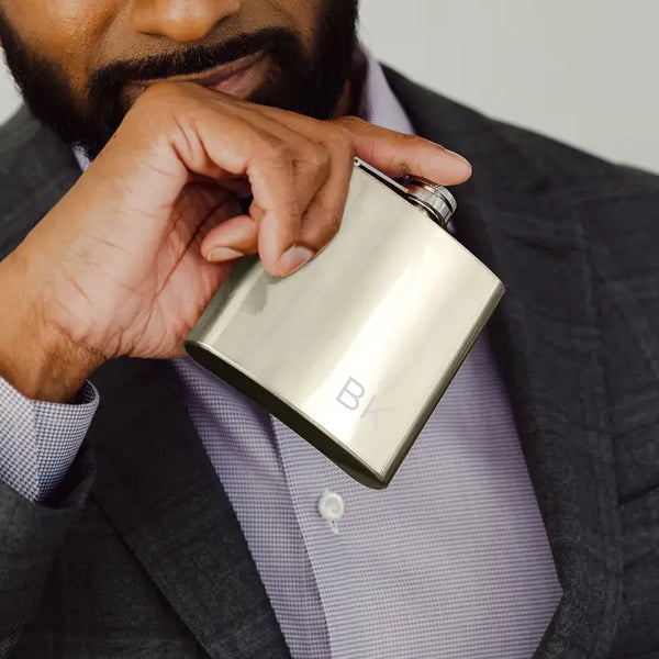 Personalized 6 oz. Stainless Steel Hip Flask - Initials