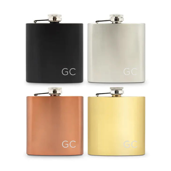 Personalized 6 oz. Stainless Steel Hip Flask - Initials