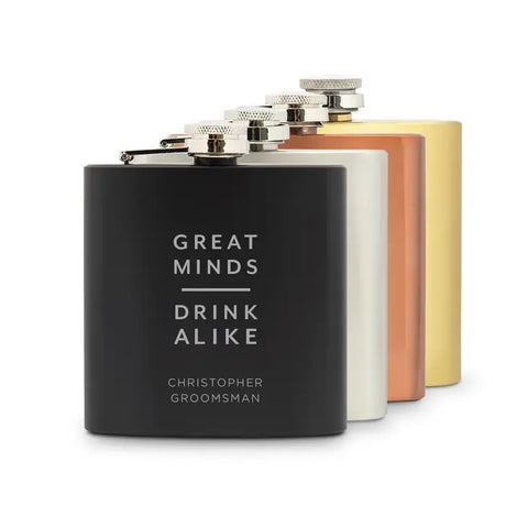 Personalized 6 oz. Stainless Steel Hip Flask - Great Minds Drink Alike