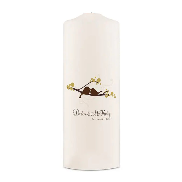 Personalized White or Ivory Wedding Unity Candle - Love Bird