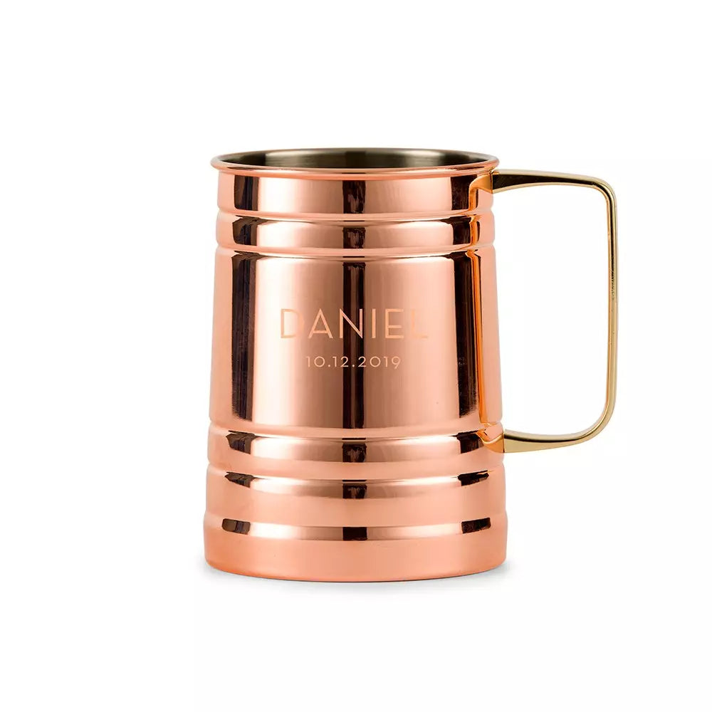 Personalized Copper Moscow Mule Drink Stein - Modern Font Engraving