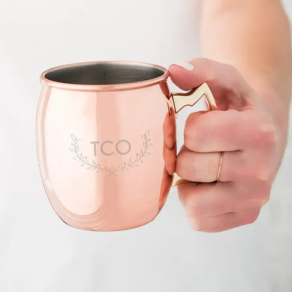 Personalized Engraved 19 oz. Copper Moscow Mule Drink Mug - Woodland Monogram