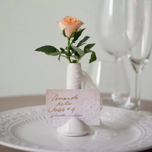 Small White Favor Vase Or Place Card Holder (6)