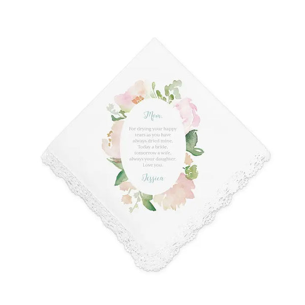 Personalized White Pocket Handkerchief - Garden Party