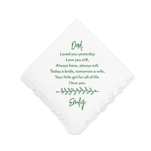 Personalized White Pocket Handkerchief - Leaf Motif