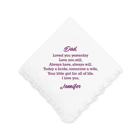 Personalized White Pocket Handkerchief - Script Font