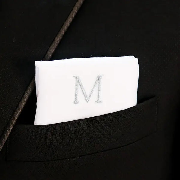 Personalized Embroidered White Pocket Handkerchief - Plain