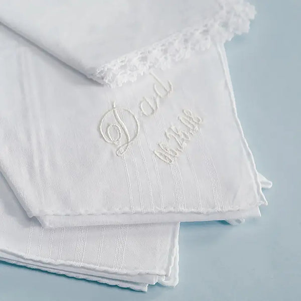 Personalized Embroidered White Pocket Handkerchief - Plain