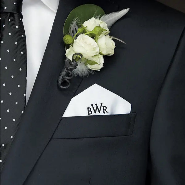 Personalized Embroidered White Pocket Handkerchief - Plain