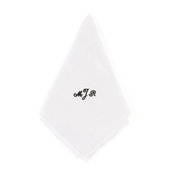 Personalized Embroidered White Pocket Handkerchief - Plain