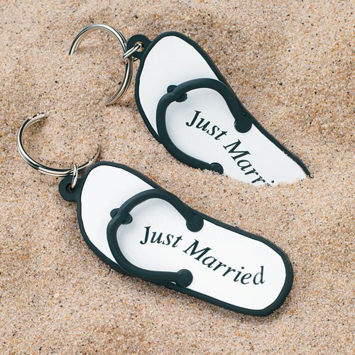 Mini Flip Flop "Just Married" Key Chains - Set of 6