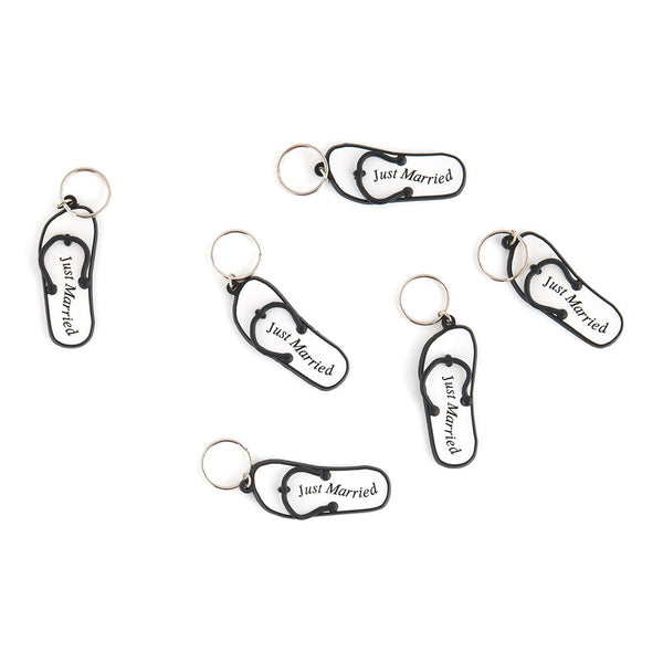 Mini Flip Flop "Just Married" Key Chains - Set of 6