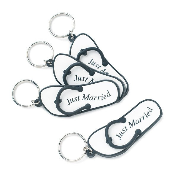 Mini Flip Flop "Just Married" Key Chains - Set of 6