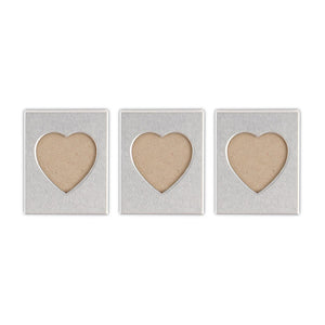 Mini Magnet Back Aluminum Heart Photo Frames - Set of 3